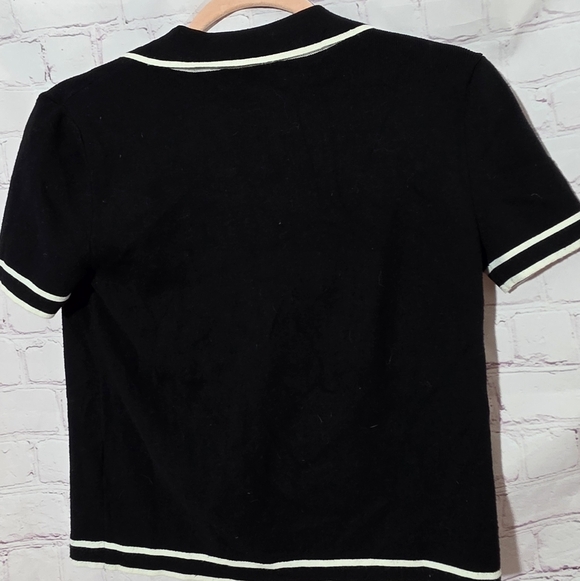 Jason Wu Pearl Button Black Collared Cardigan Sz Medium NWOT - Picture 4 of 5